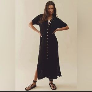 NWT - Free People Riding Waves midi dress in black size XS